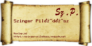 Szinger Piládész névjegykártya